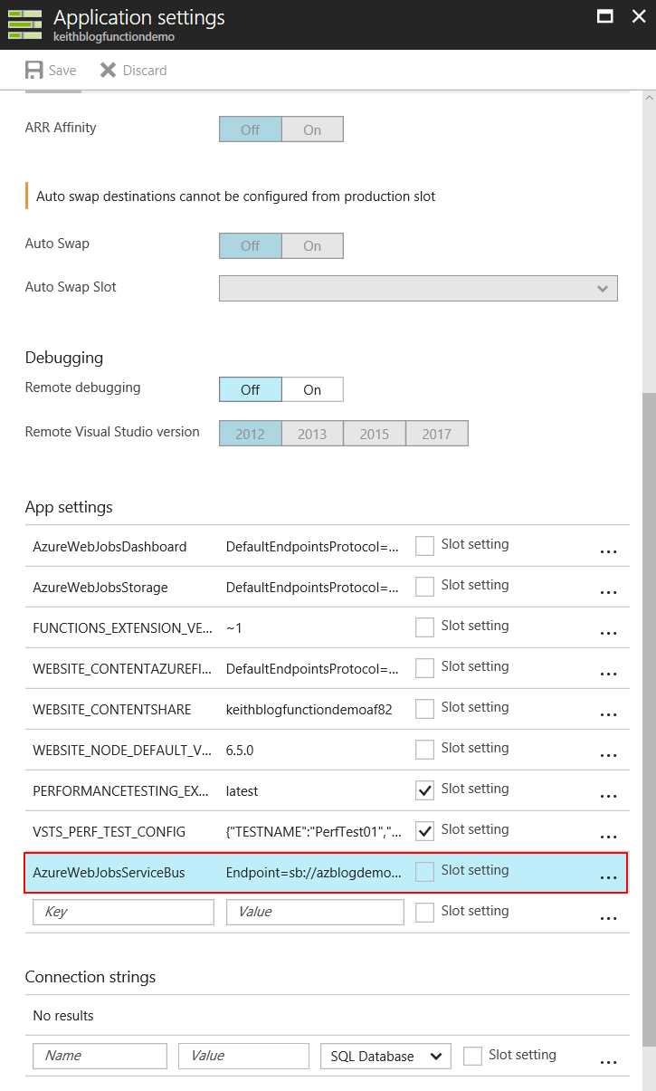 Adding the ServiceBus endpoint to our Function App